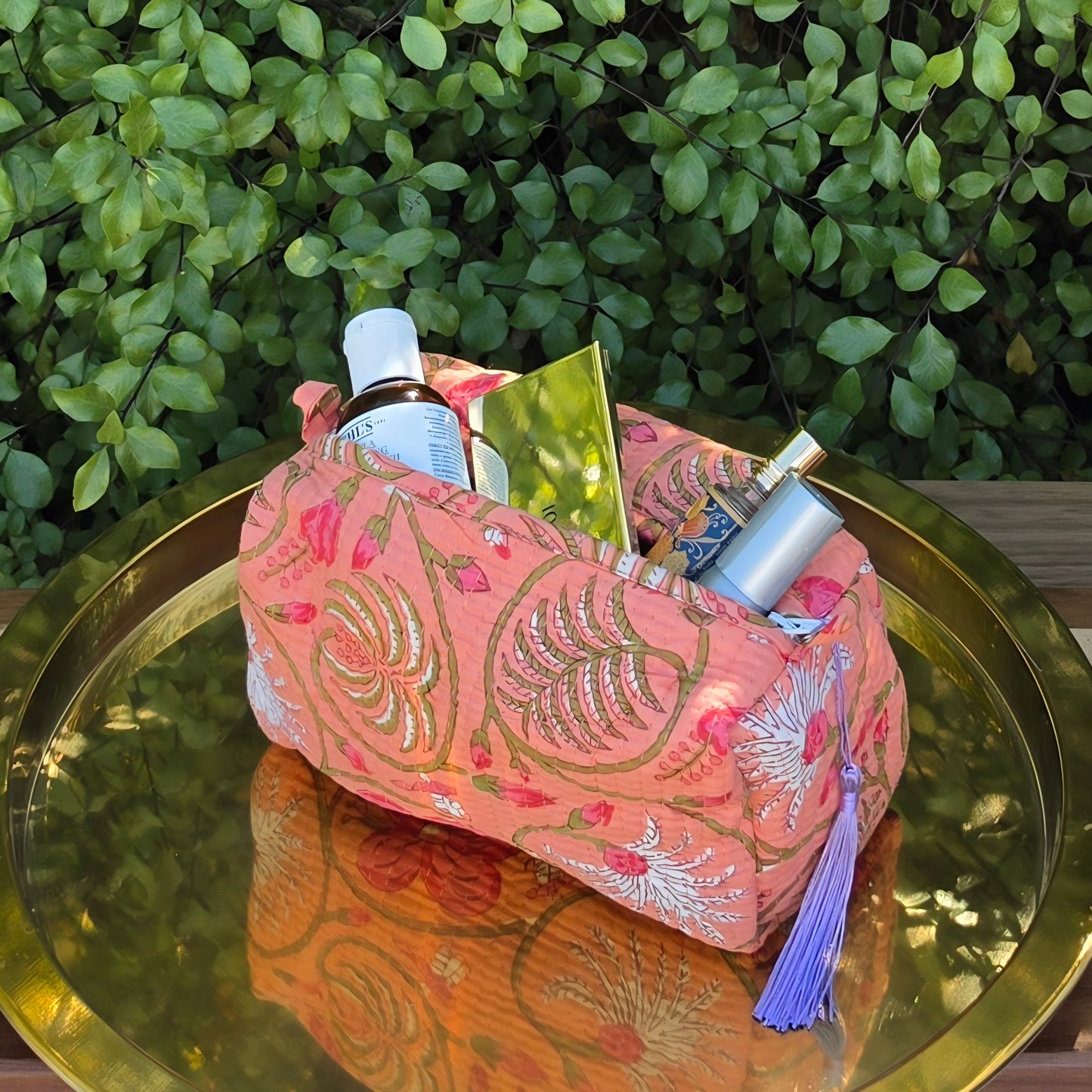 Orange Floral Pastel Make-up Bag