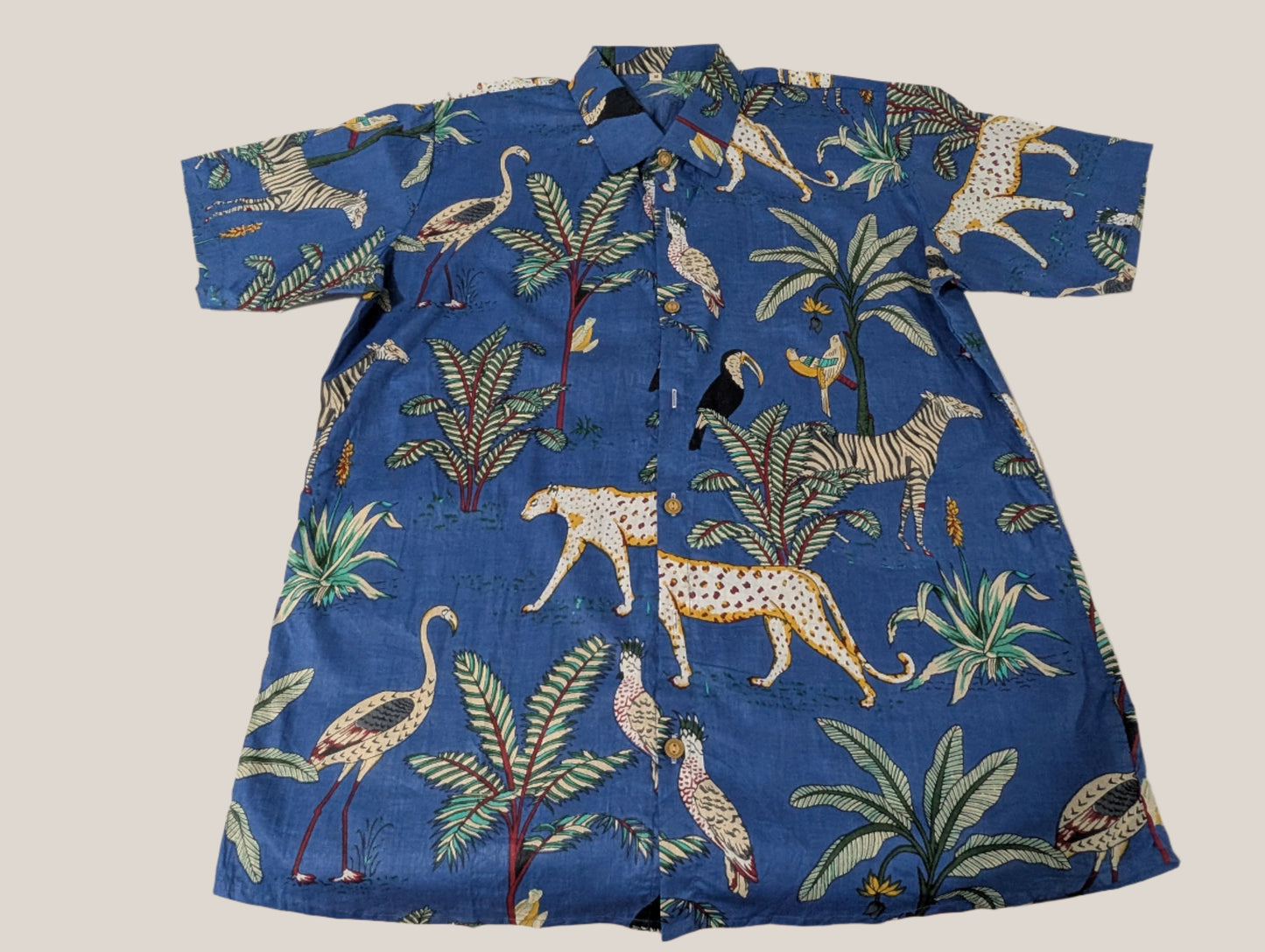 Blue Jungle Print Summer Shirt