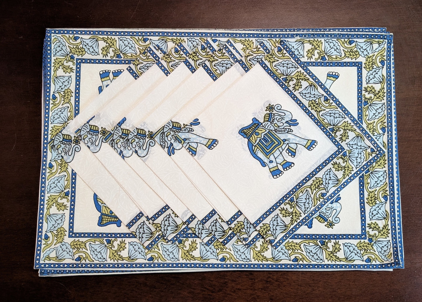 Small Elephant Block-Printed Table Linen