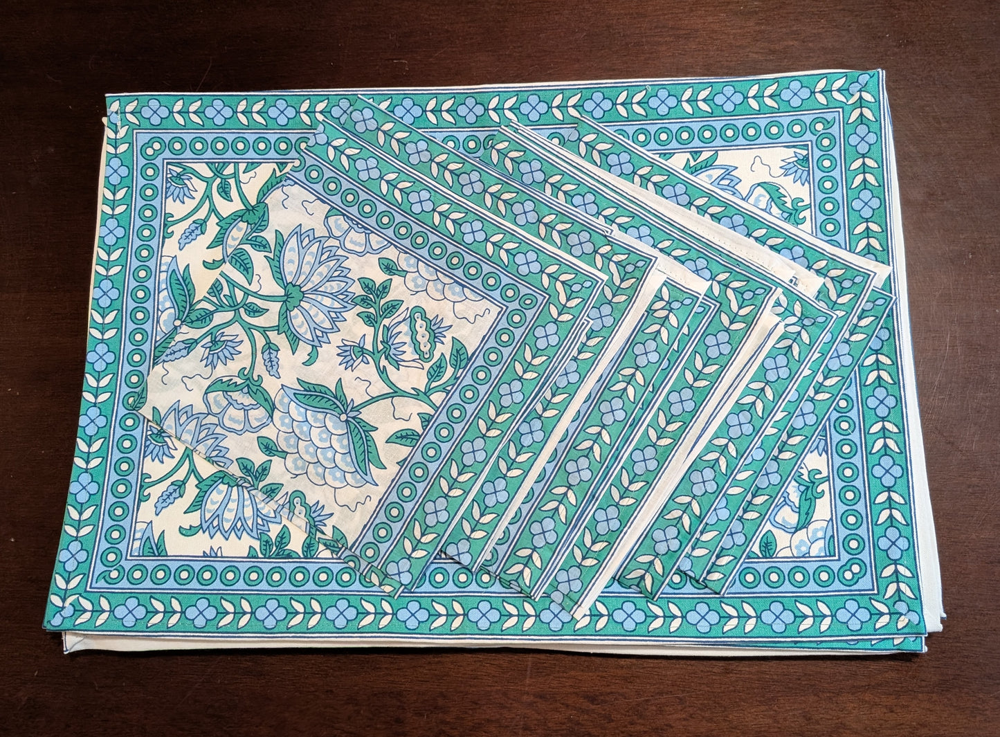 Green Forest Block-Printed Table Linen