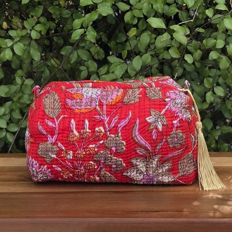 Red Floral Make-up Bag