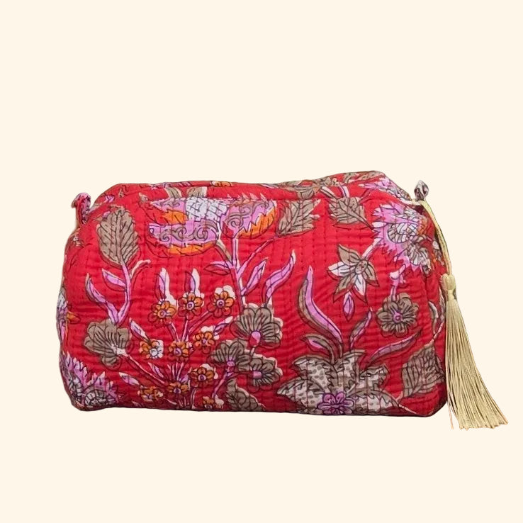 Red Floral Make-up Bag
