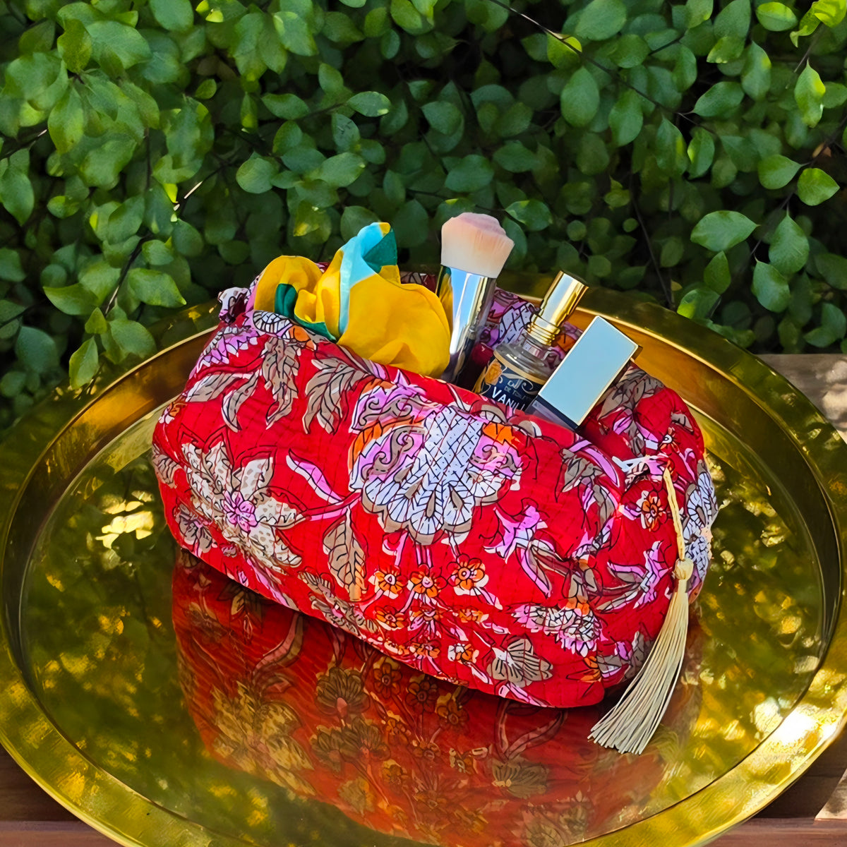 Red Floral Make-up Bag
