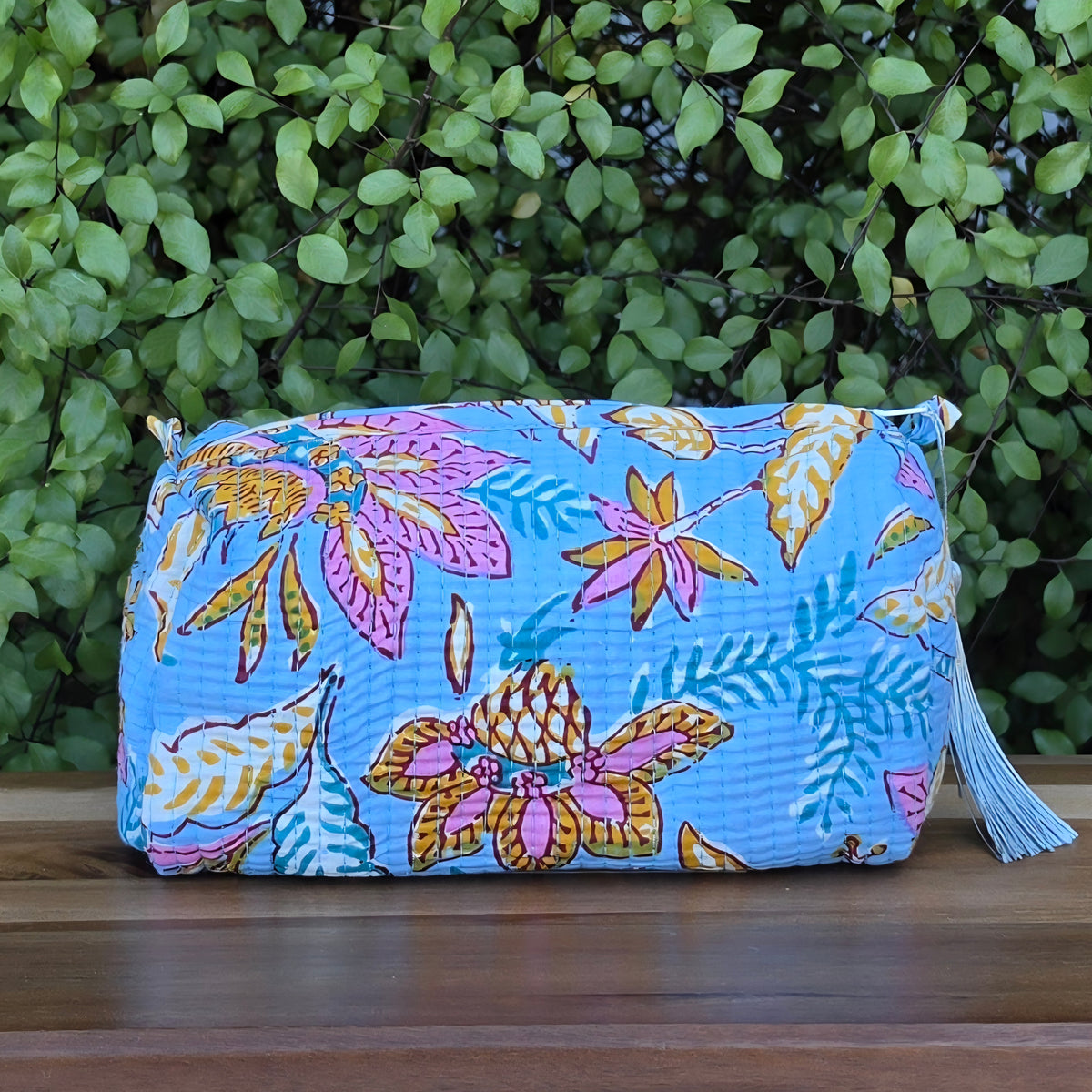 Blue Pastel Floral Make-up Bag