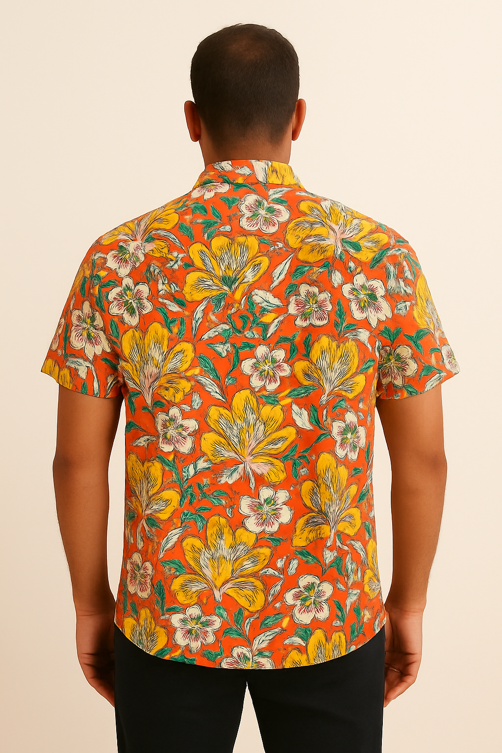 Orange Floral Print Summer Shirt