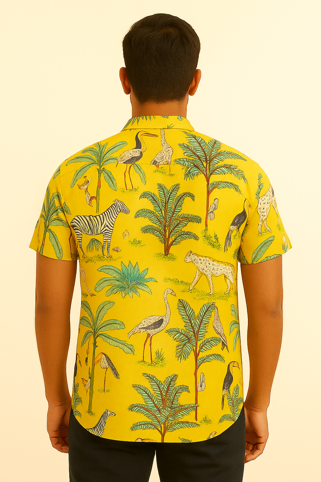 Yellow Jungle Print Summer Shirt