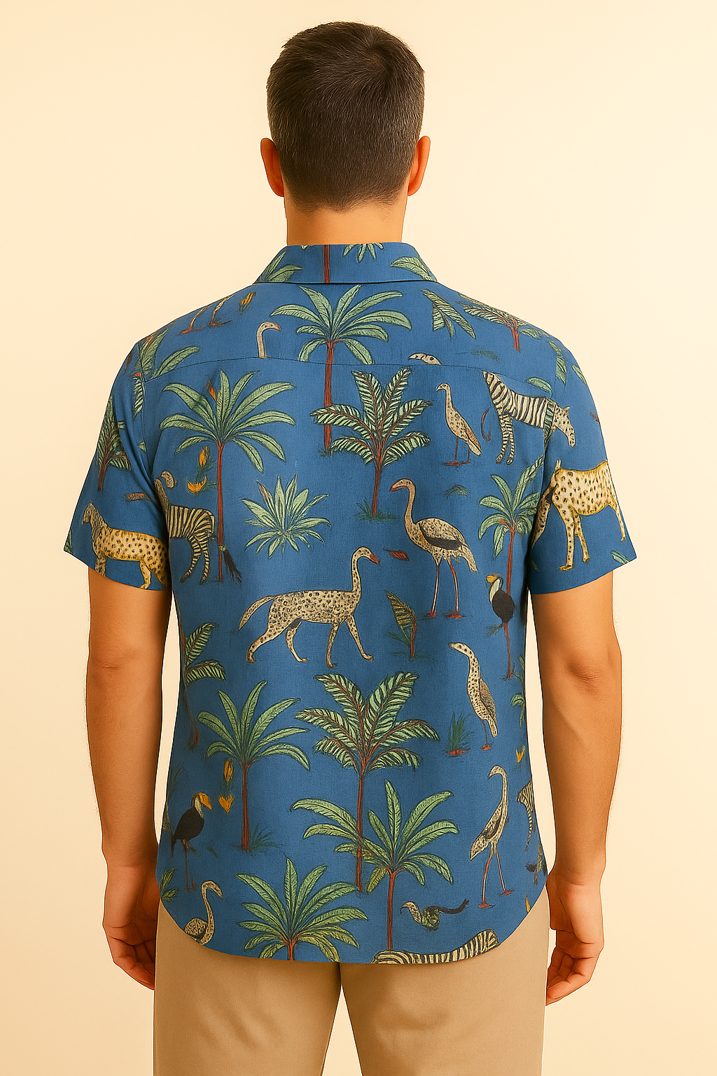 Blue Jungle Print Summer Shirt