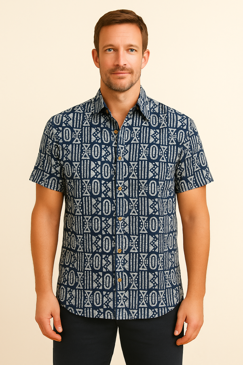 Blue Batik Print Summer Shirt