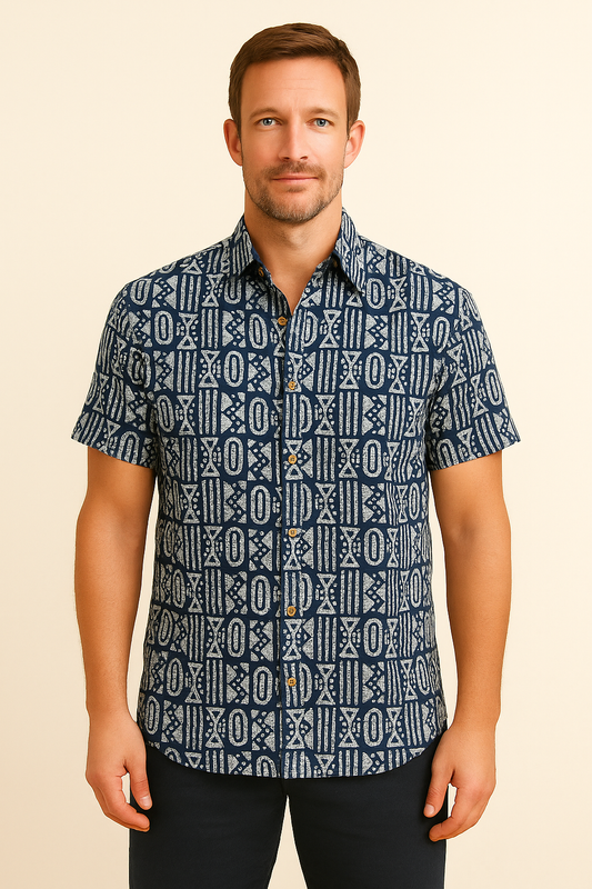 Blue Batik Print Summer Shirt