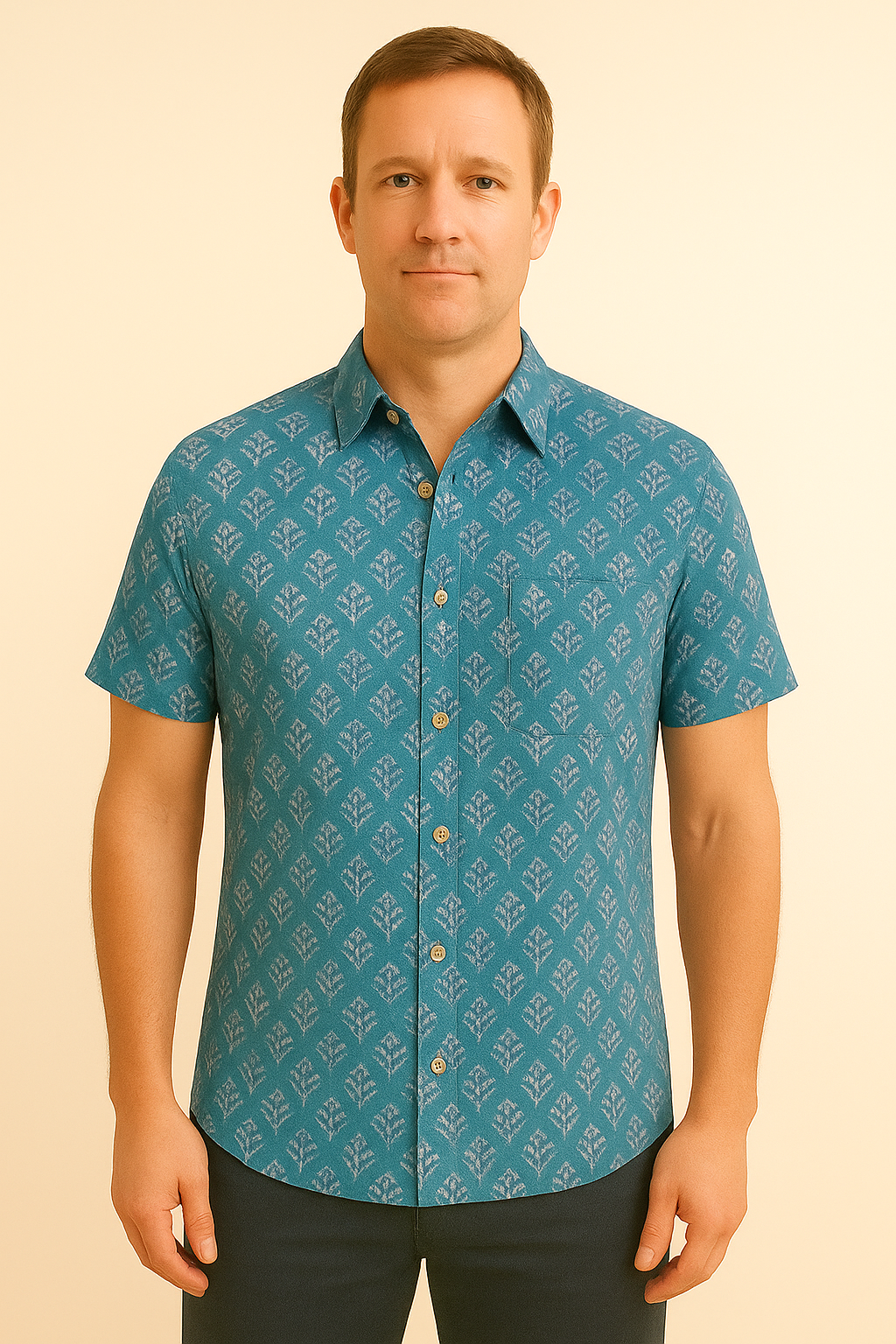 Blue Mosaic Summer Shirt