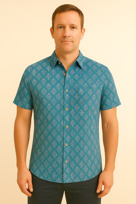 Blue Mosaic Summer Shirt