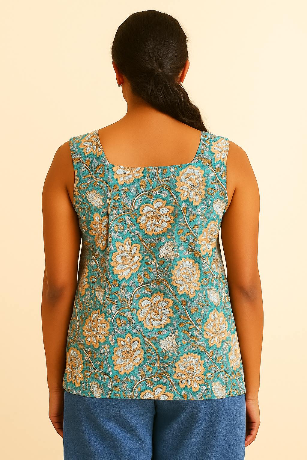 Sea Green Flower Tank Top