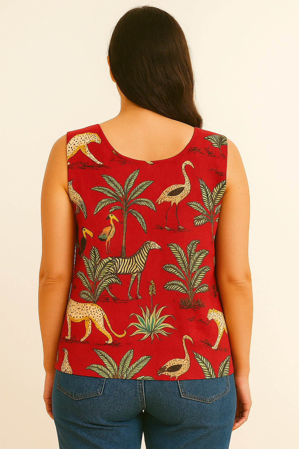 Red Jungle Print Tank Top