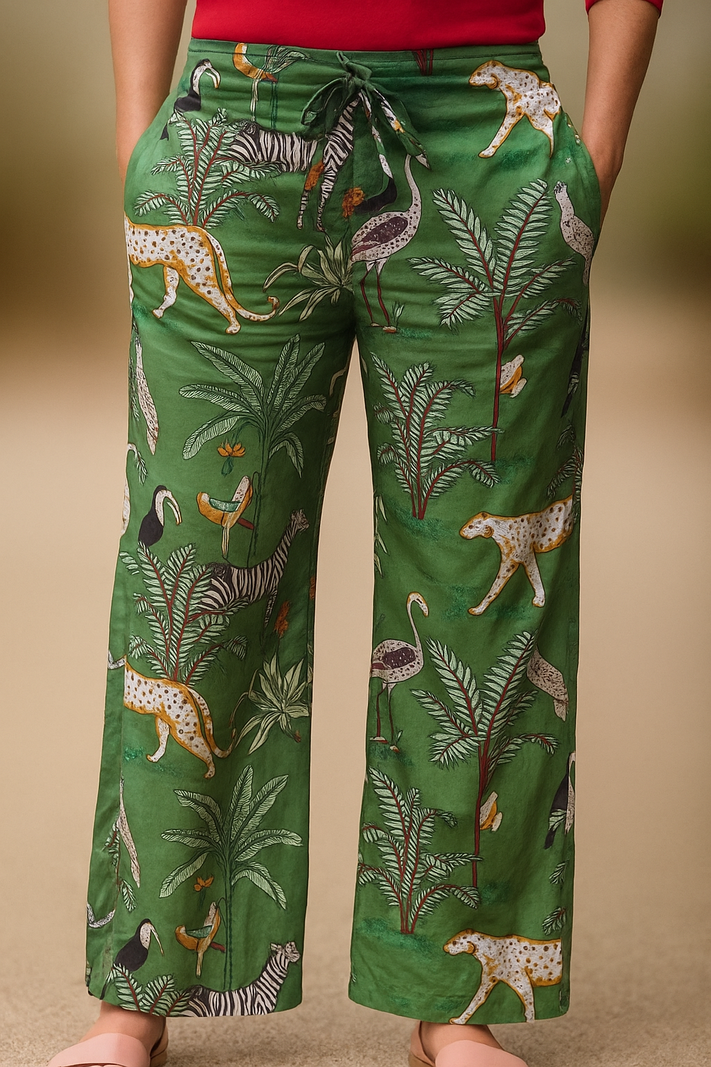 Green Jungle Print Lounge Pant