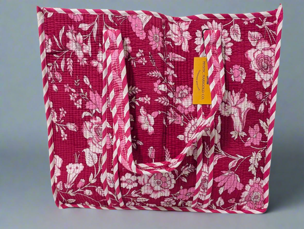 Pink Floral Tote Bag