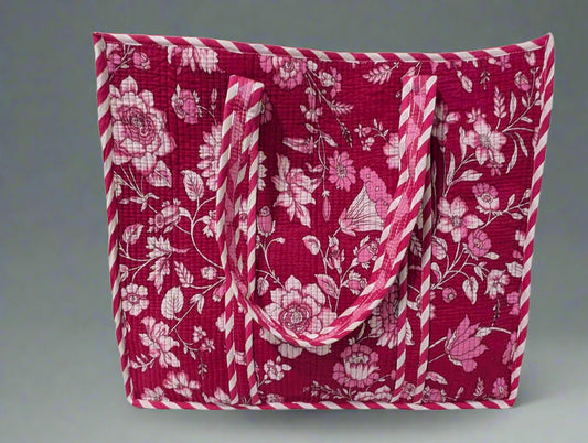 Pink Floral Tote Bag
