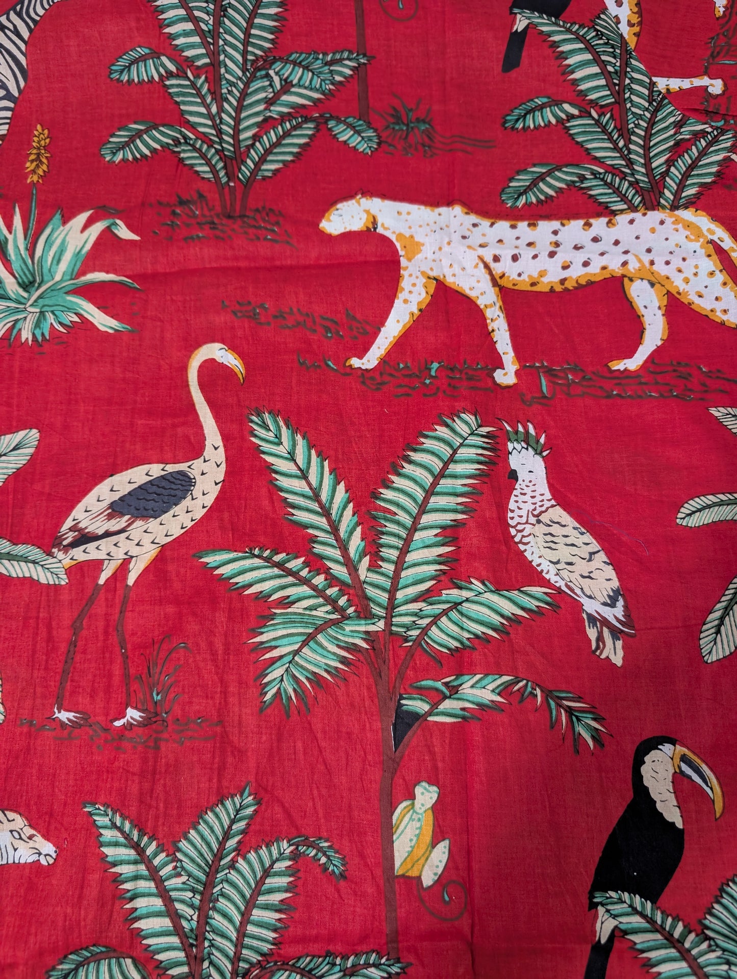 Red Jungle Print Summer Shirt
