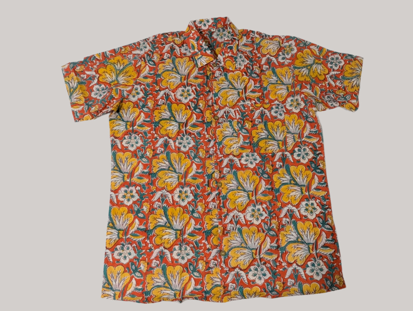 Orange Floral Print Summer Shirt