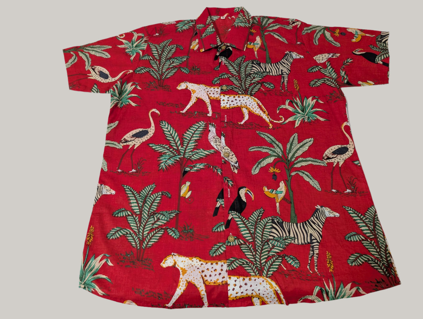 Red Jungle Print Summer Shirt