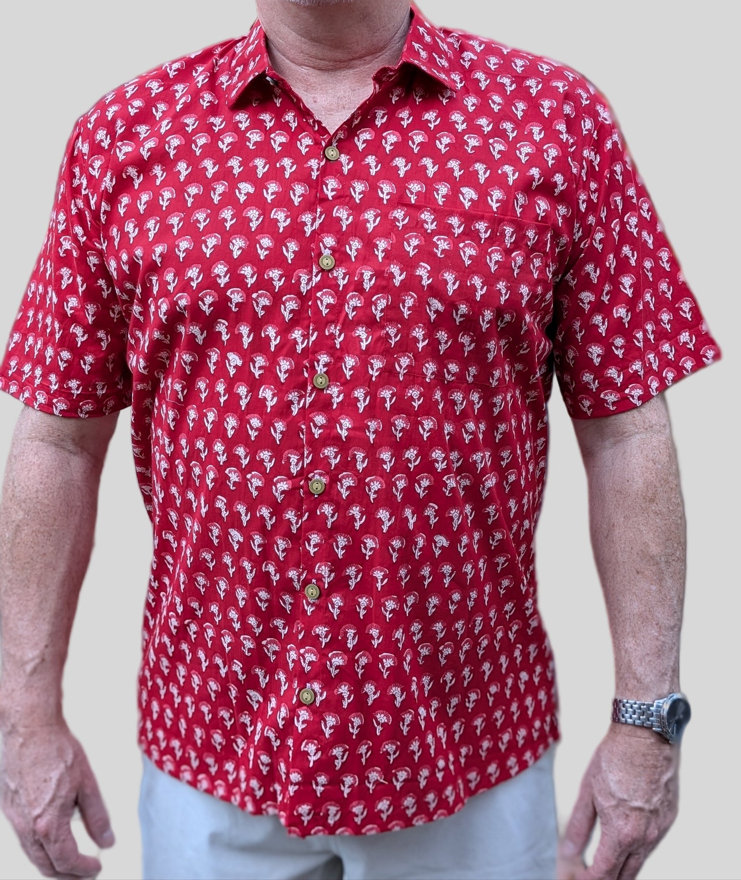 Red Flowers Summer Shirt