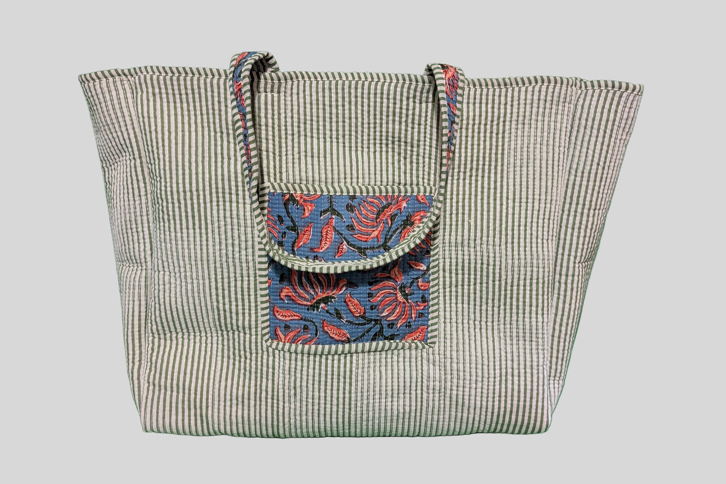 Blue & Orange Floral Pastel Print