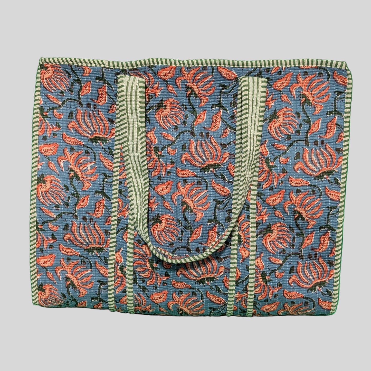 Blue & Orange Floral Pastel Print