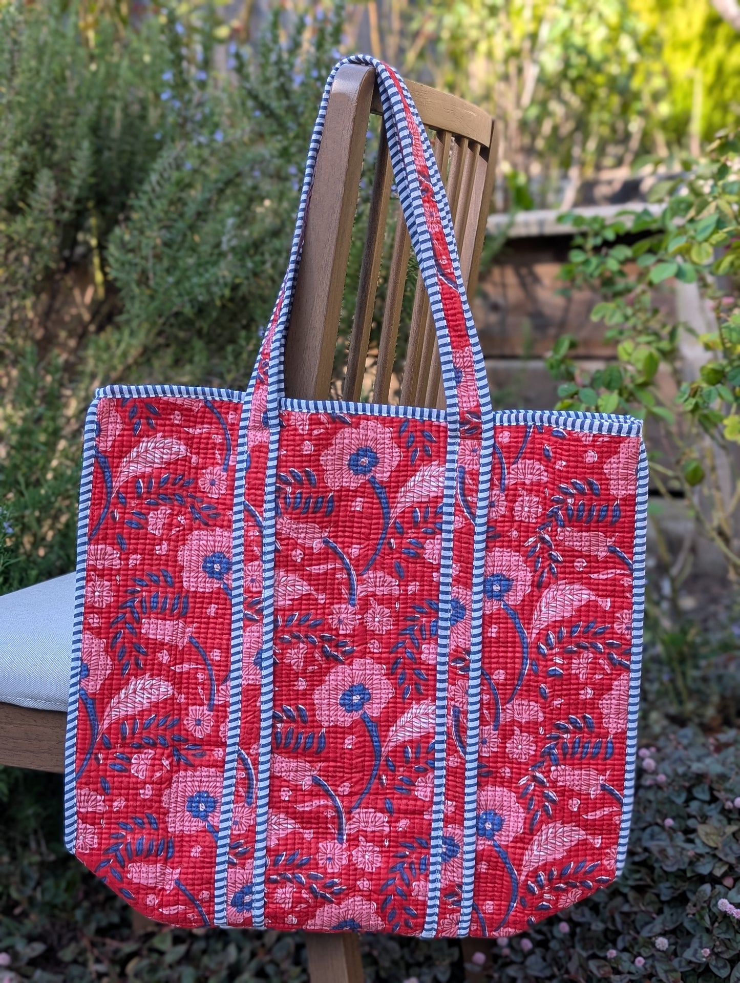 Red n Blue Abstract Floral Print