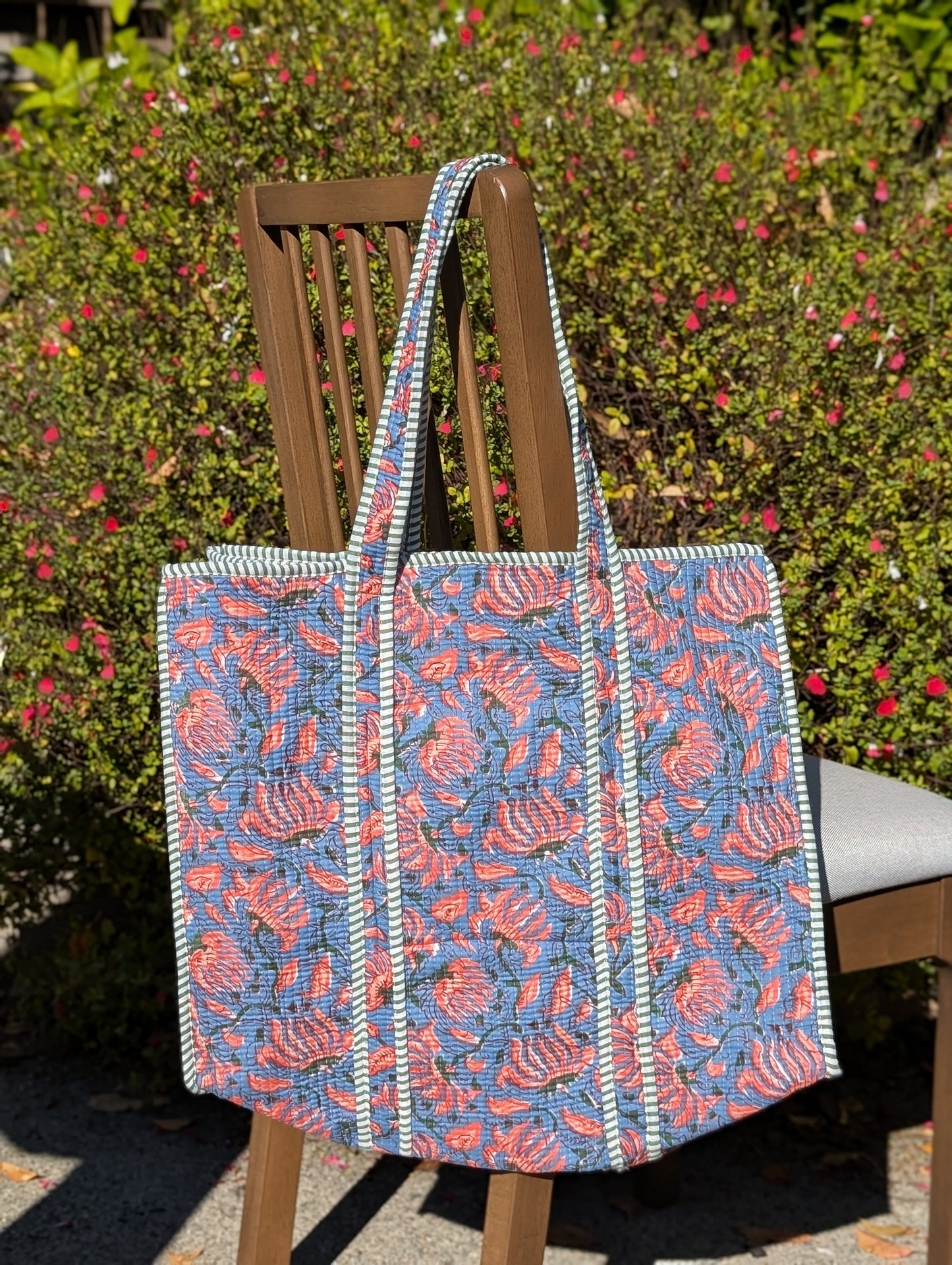 Blue & Orange Floral Pastel Print