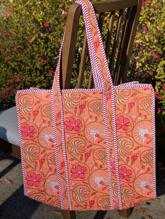 Orange Floral Pastel Print