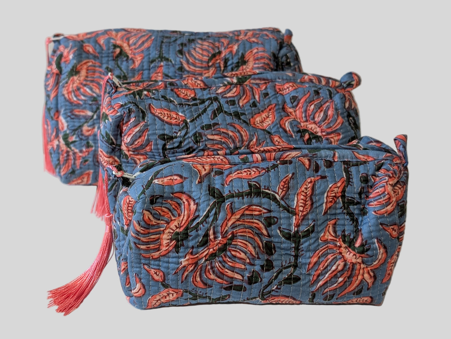 Blue & Orange Floral Pastel Print