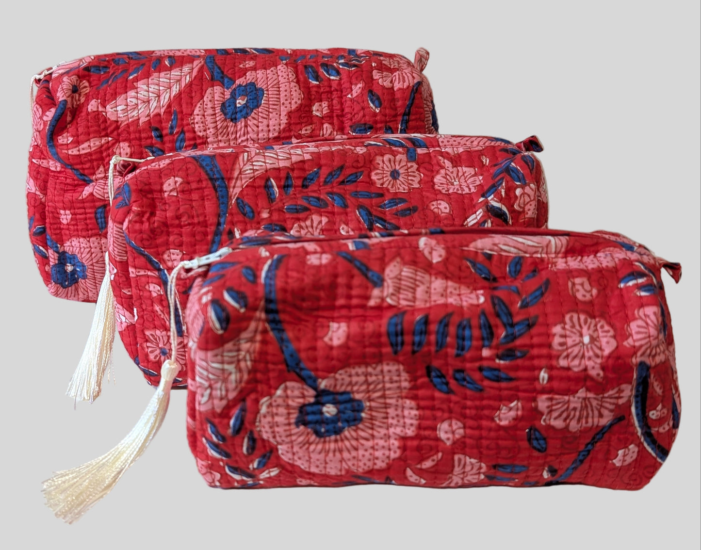 Red n Blue Abstract Floral Print