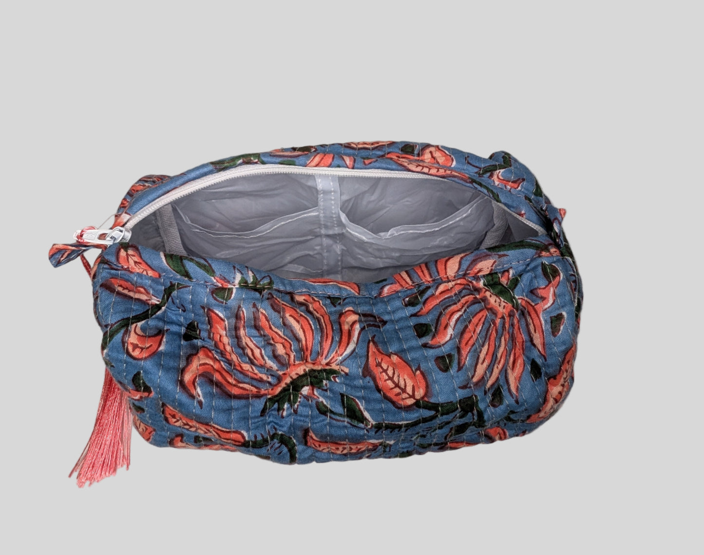 Blue & Orange Floral Pastel Print