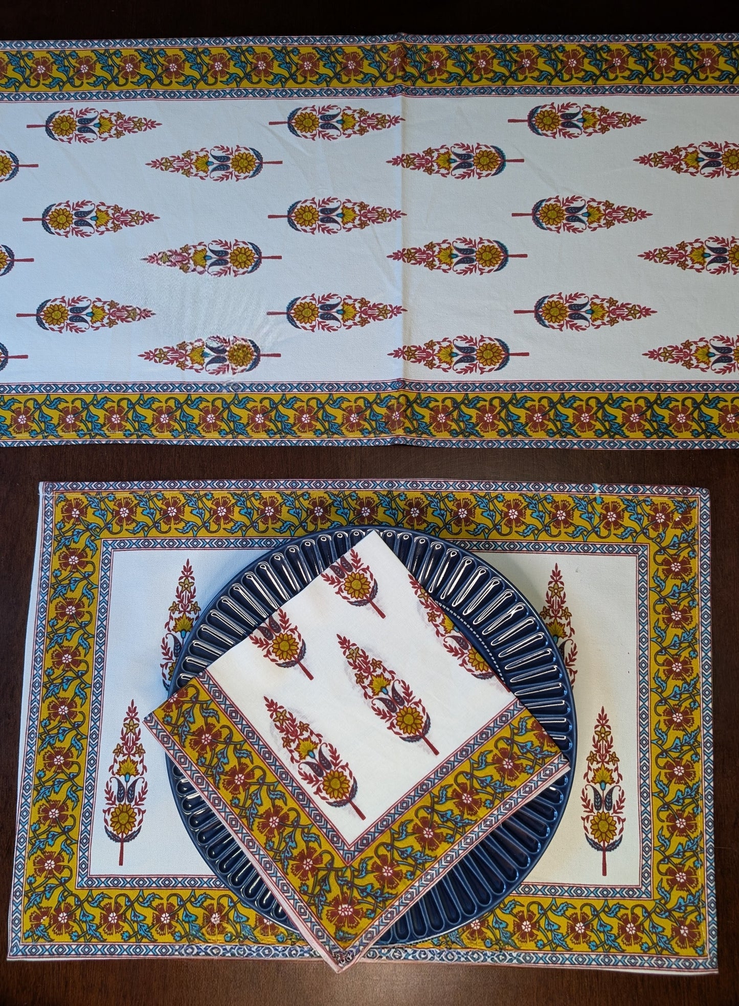 Pine Trees Block-Printed Table Linen