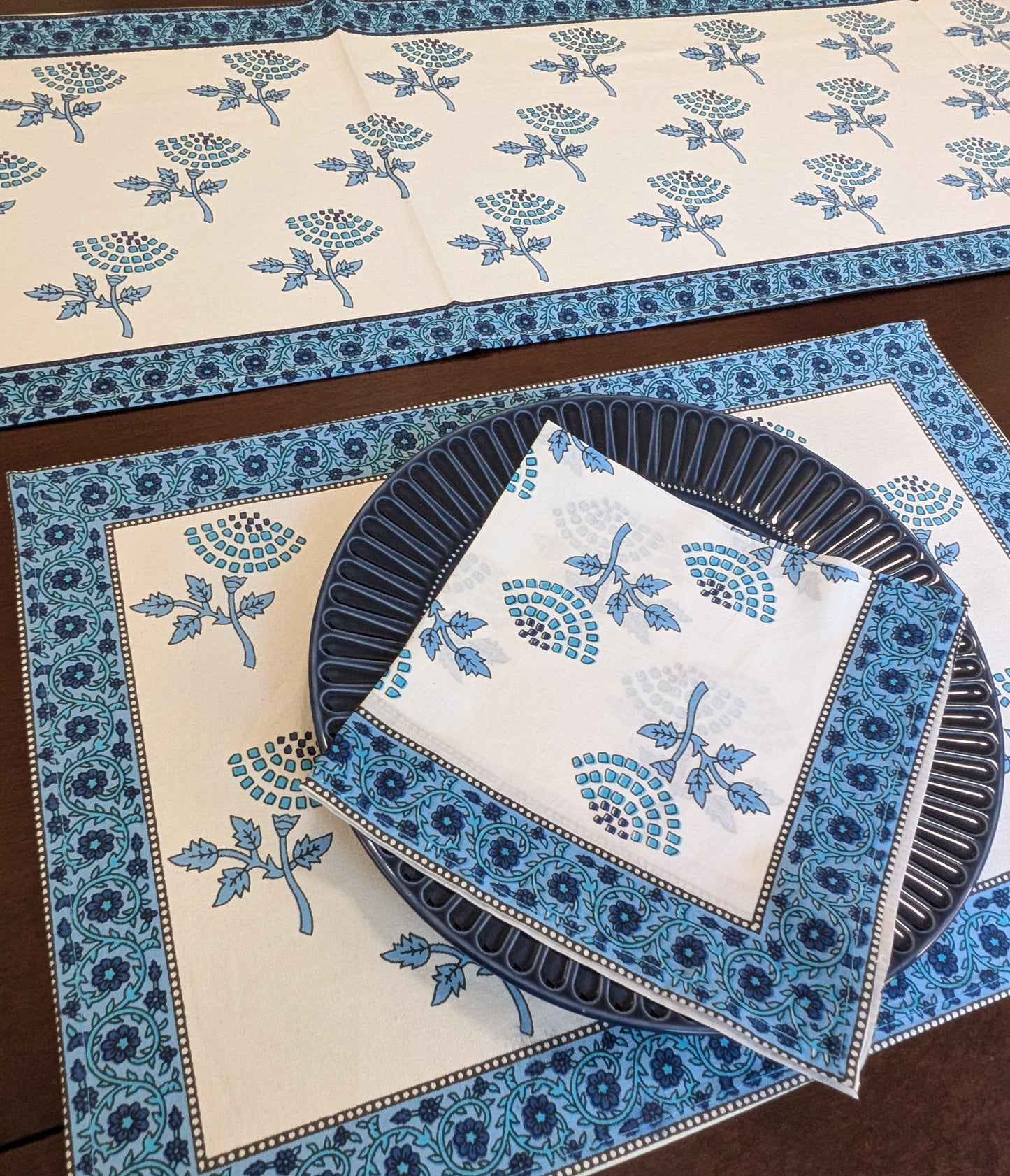 Wild Flower Block-Printed Table Linen