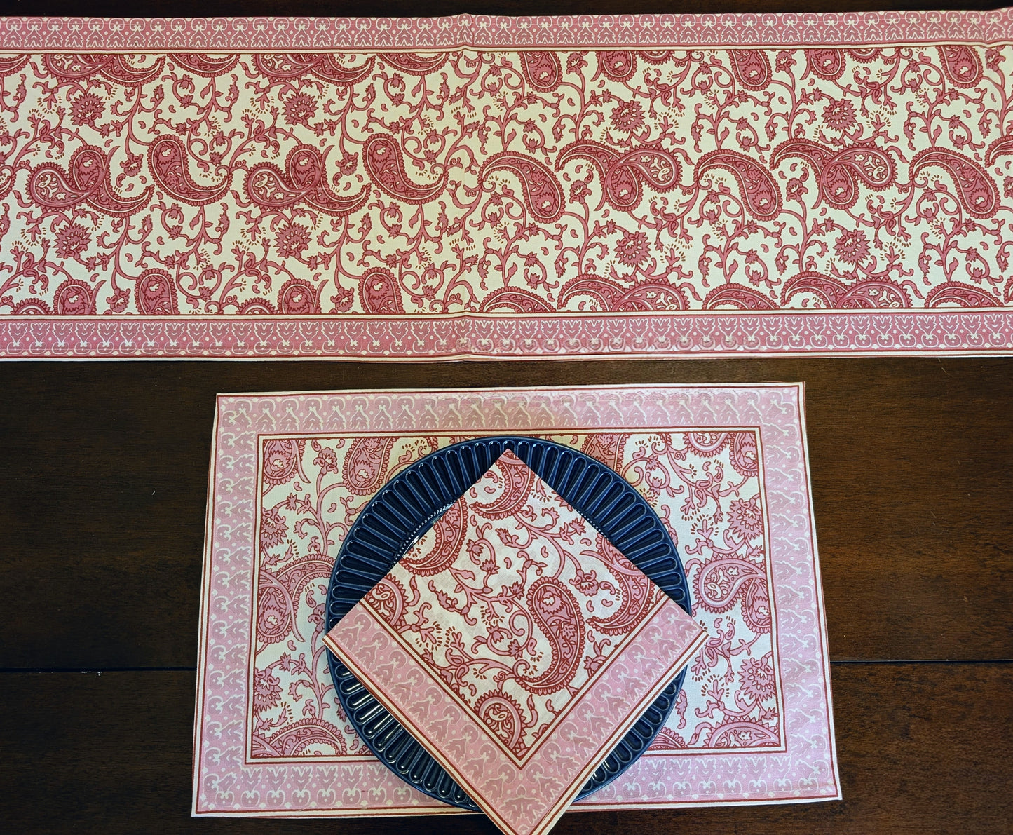 Pink Indian Paisely Block-Printed Table Linen