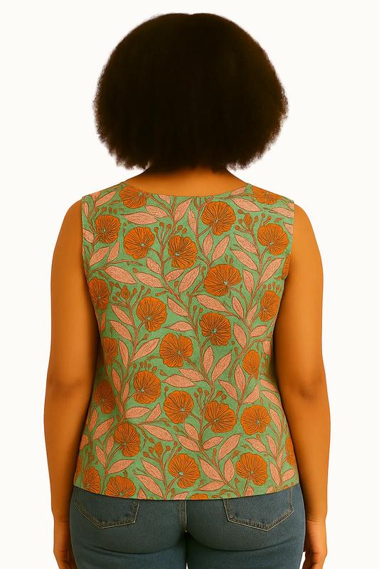 green and orange premium cotton sleeveless tank top
