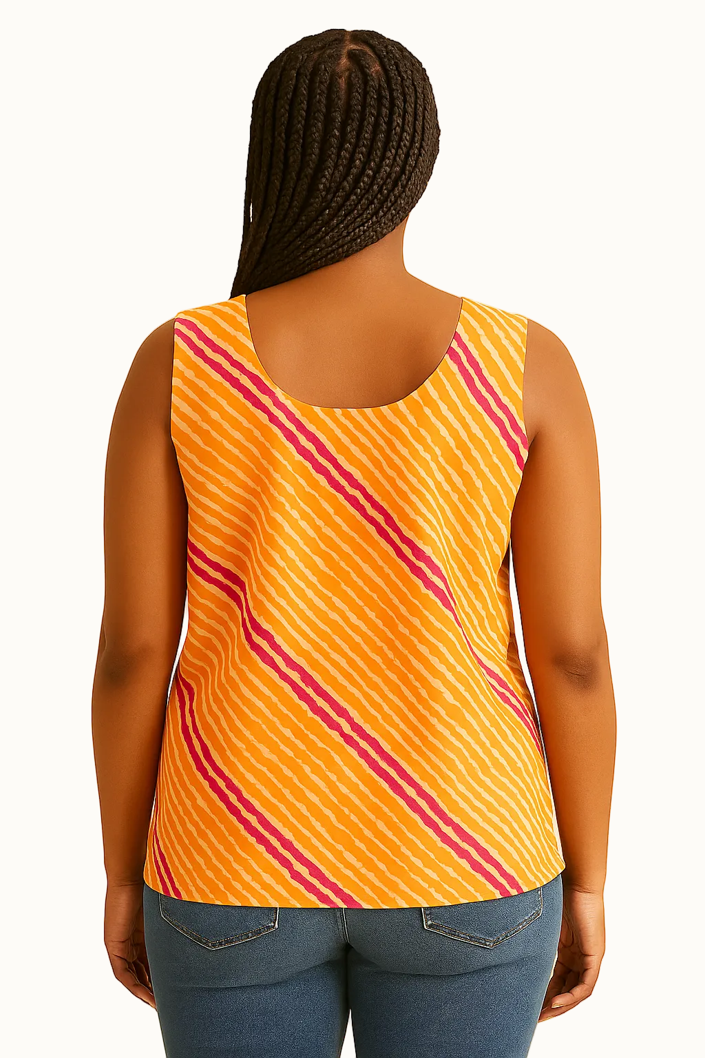 orange and pink diagonal stripes premium cotton sleeveless tank top