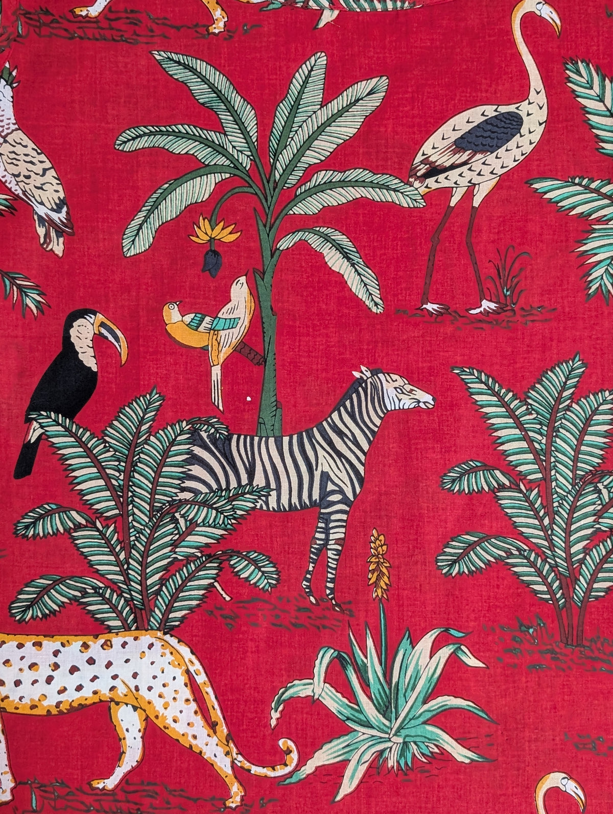 red jungle print premium cotton sleeveless tank top